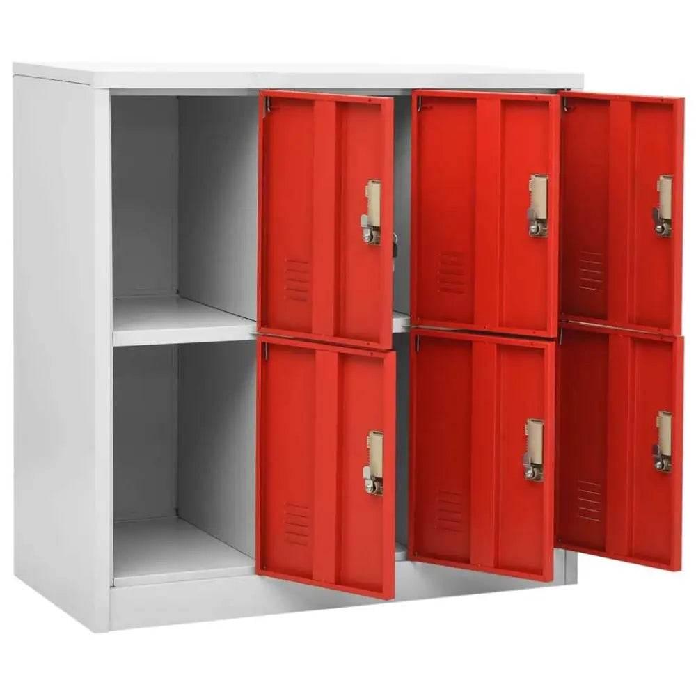 vidaXL Locker Cabinet Set of 2 Light grey and red Steel Locker Cabinet - Estalios