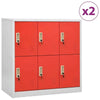 vidaXL Locker Cabinet Set of 2 Light grey and red Steel Locker Cabinet - Estalios
