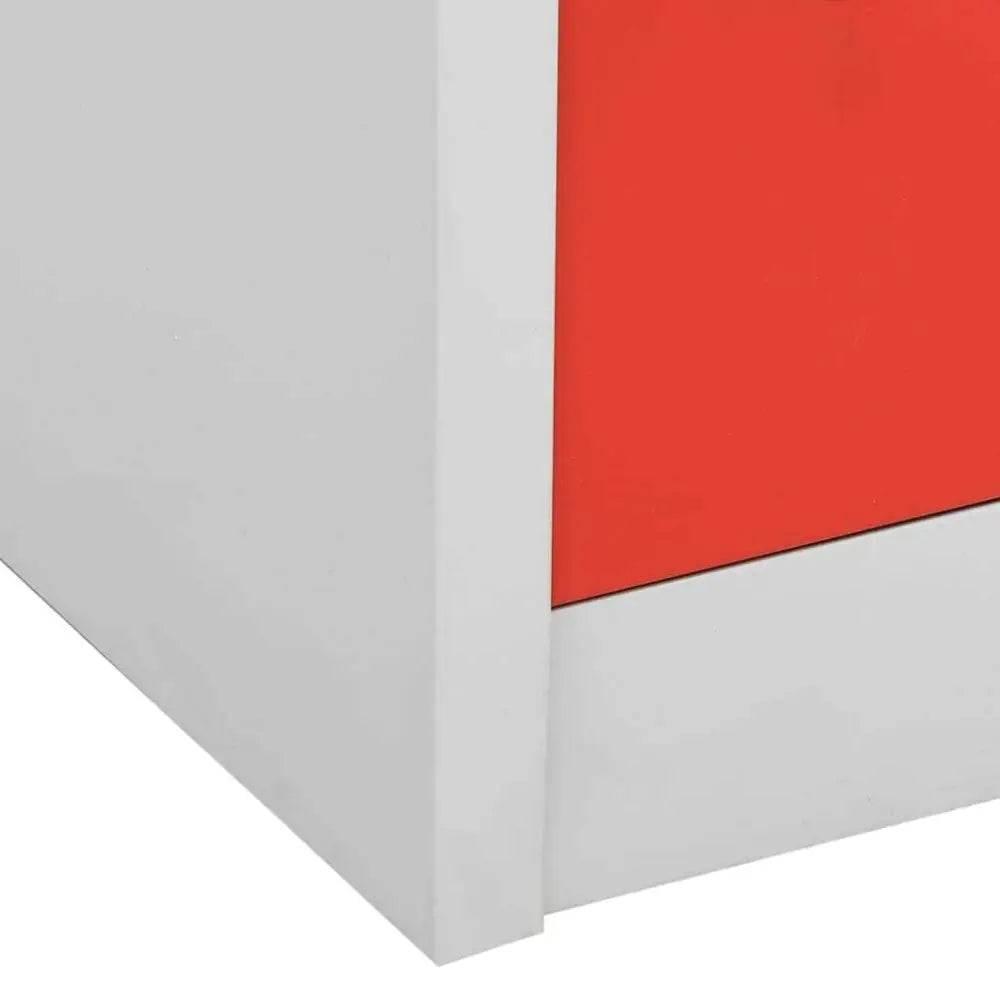 vidaXL Locker Cabinet Set of 2 Light grey and red Steel Locker Cabinet - Estalios