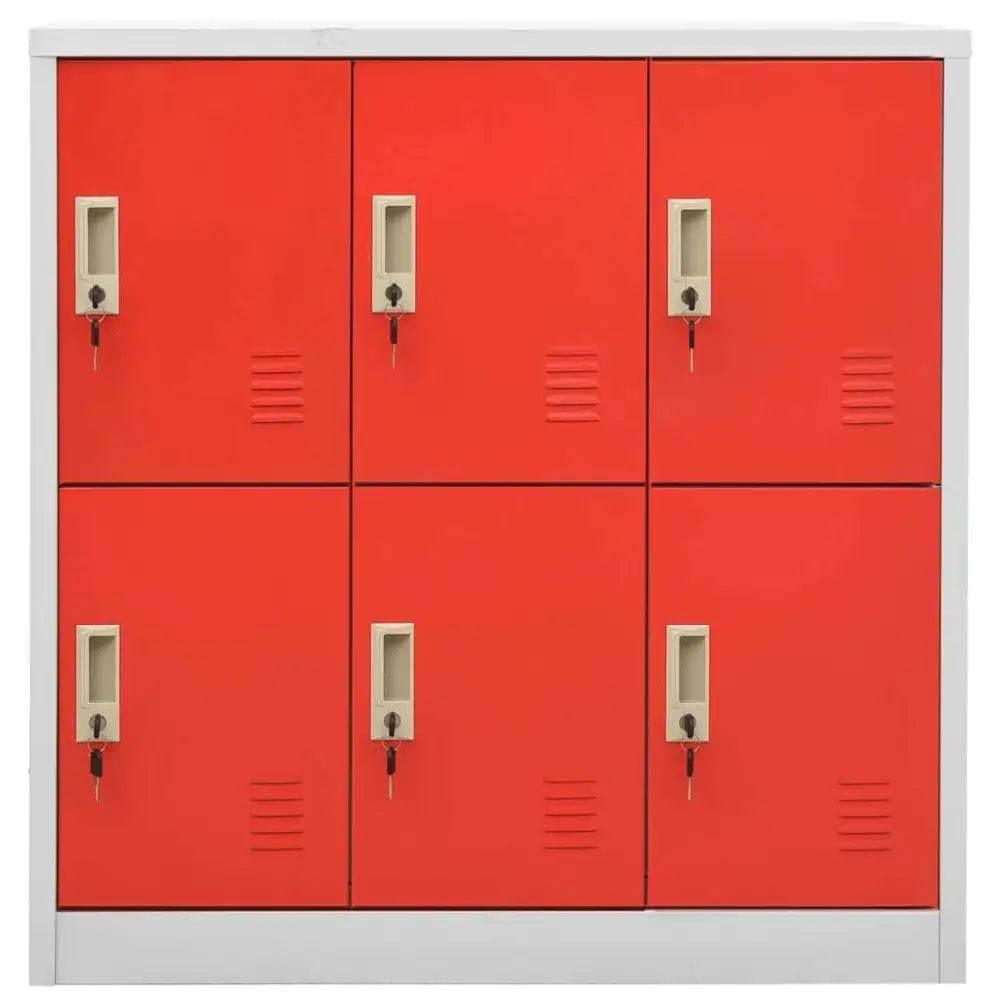 vidaXL Locker Cabinet Set of 2 Light grey and red Steel Locker Cabinet - Estalios