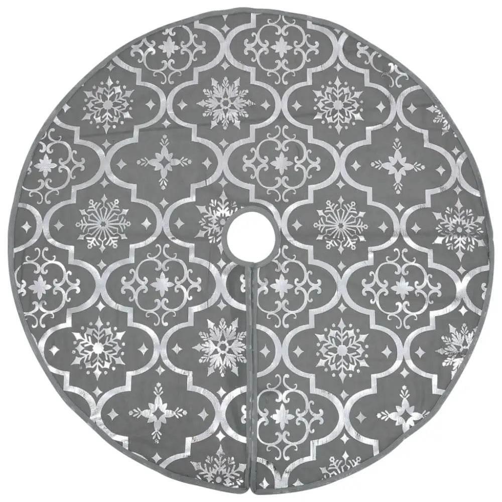 vidaXL Christmas Tree Skirt Grey 100% polyester Large Foldable - Estalios
