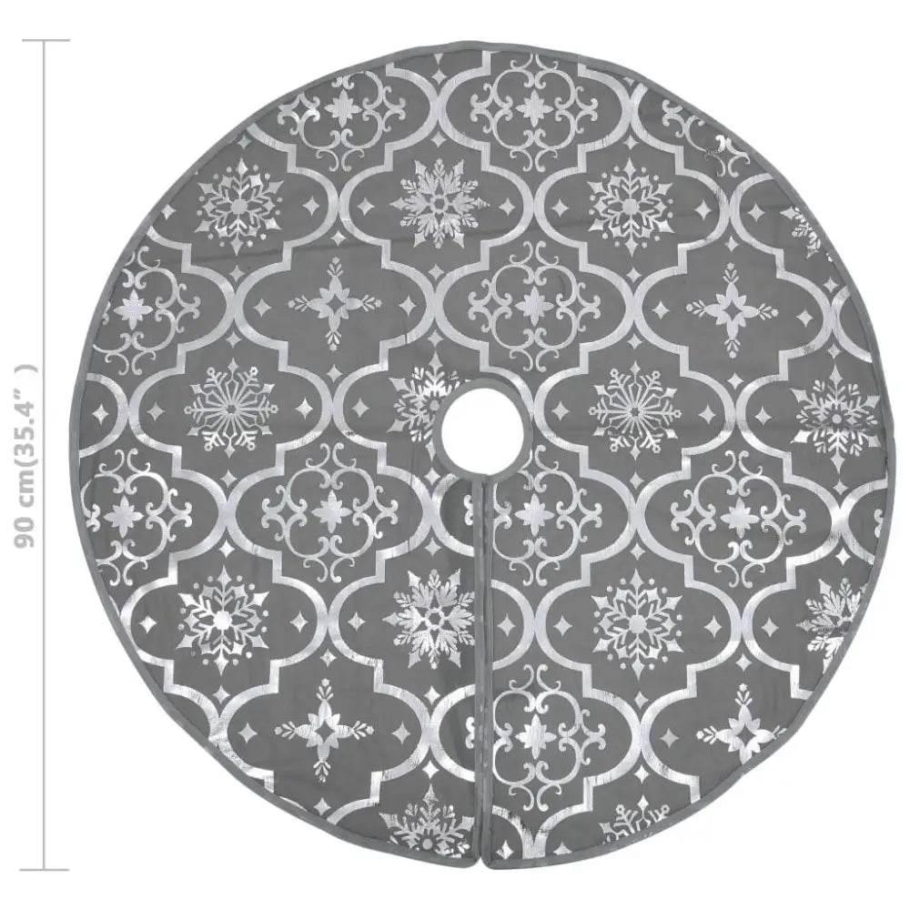 vidaXL Christmas Tree Skirt Grey 100% polyester Large Foldable - Estalios