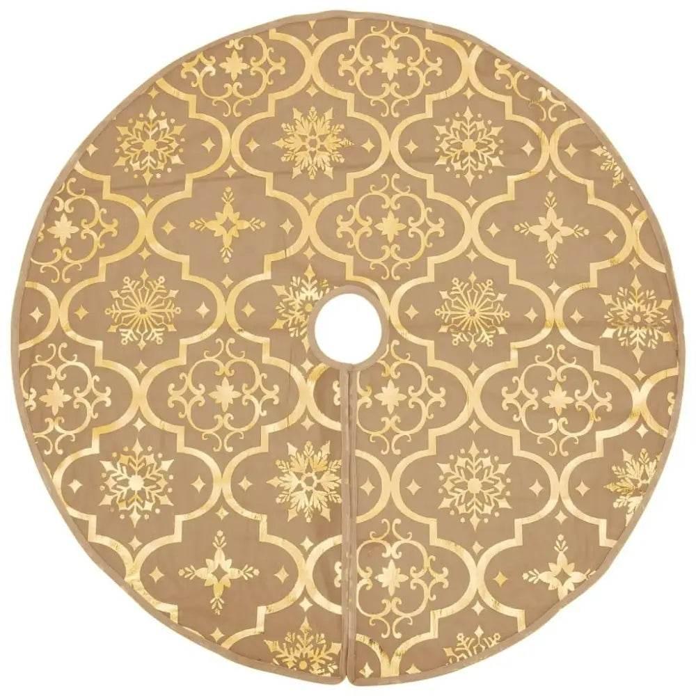vidaXL Christmas Tree Skirt Yellow Polyester 59.1 in diameter Foldable - Estalios