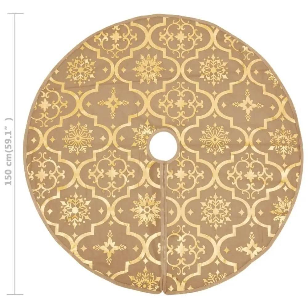 vidaXL Christmas Tree Skirt Yellow Polyester 59.1 in diameter Foldable - Estalios