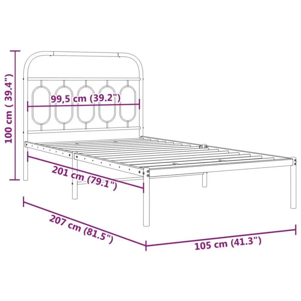 vidaXL Bed Frame Black Steel 39.4x78.7 in Bed Frame Rectangular - Estalios