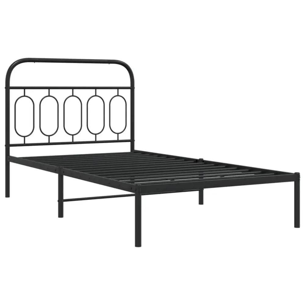 vidaXL Bed Frame Black Steel 39.4x78.7 in Bed Frame Rectangular - Estalios