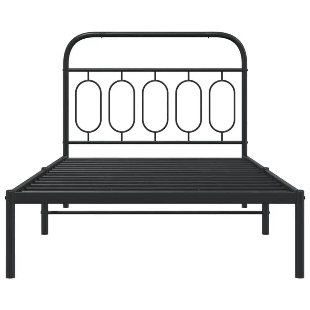 vidaXL Bed Frame Black Steel 39.4x78.7 in Bed Frame Rectangular - Estalios
