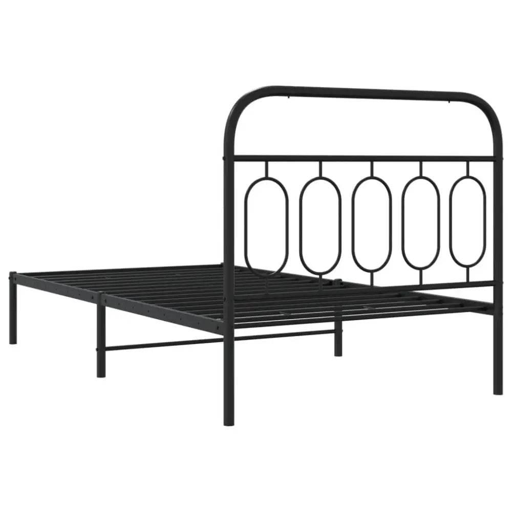 vidaXL Bed Frame Black Steel 39.4x78.7 in Bed Frame Rectangular - Estalios