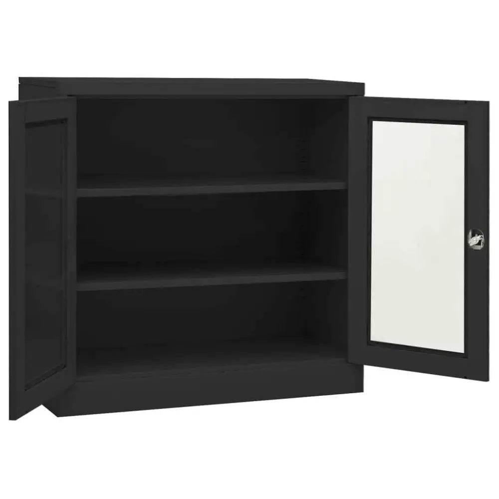 Unlock the Vault: Glass Door Metal Cabinet - Estalios