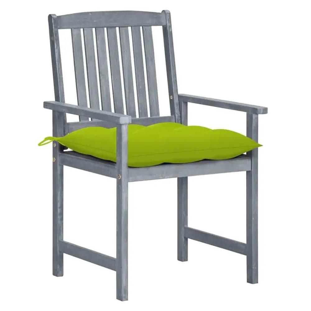 Acacia Wood Throne Room: 8 Gray & Green Armchairs - Estalios