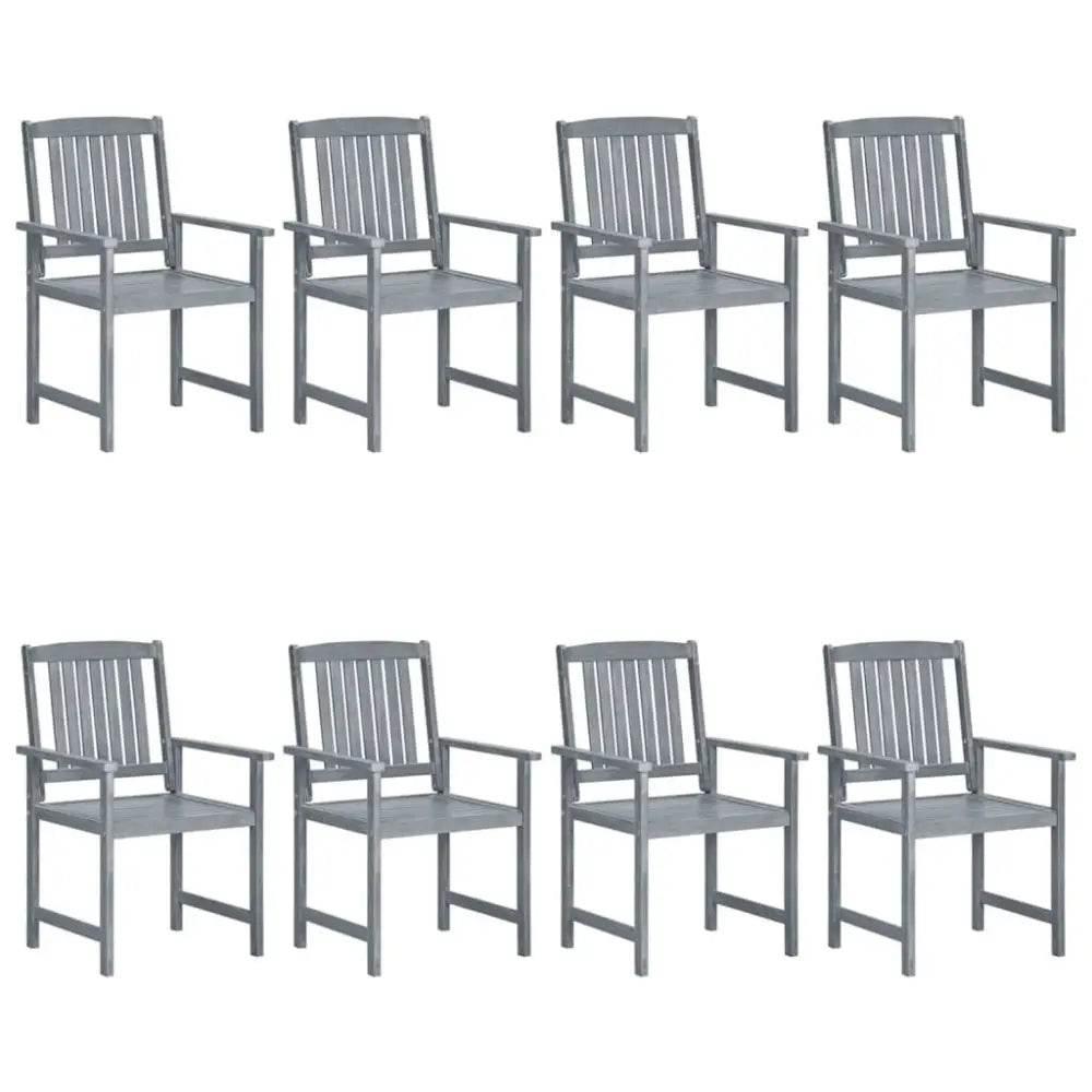 Acacia Wood Throne Room: 8 Gray & Green Armchairs - Estalios