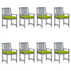 Acacia Wood Throne Room: 8 Gray & Green Armchairs - Estalios