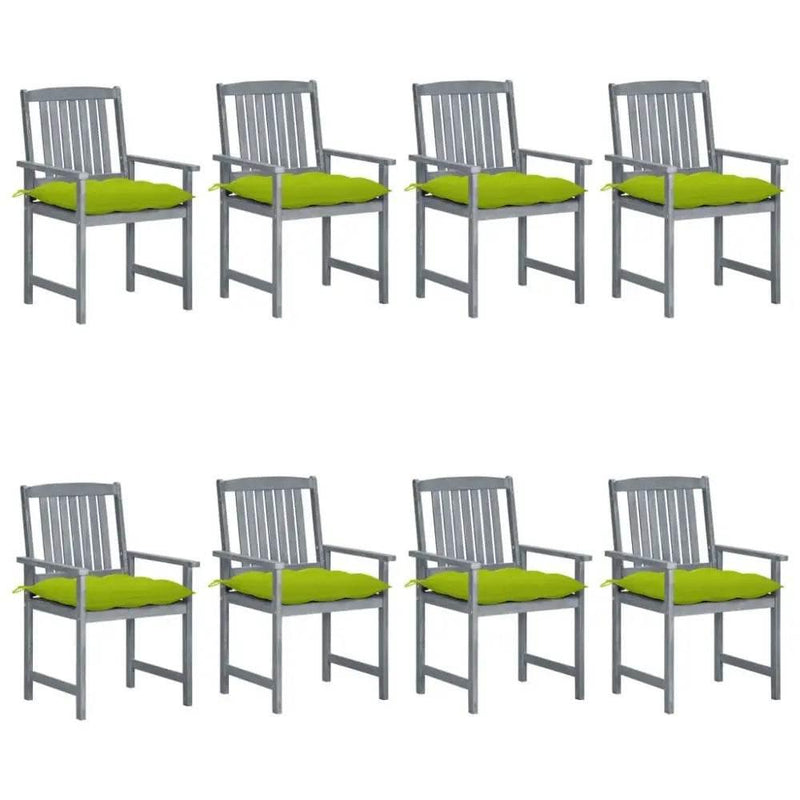 Acacia Wood Throne Room: 8 Gray & Green Armchairs - Estalios