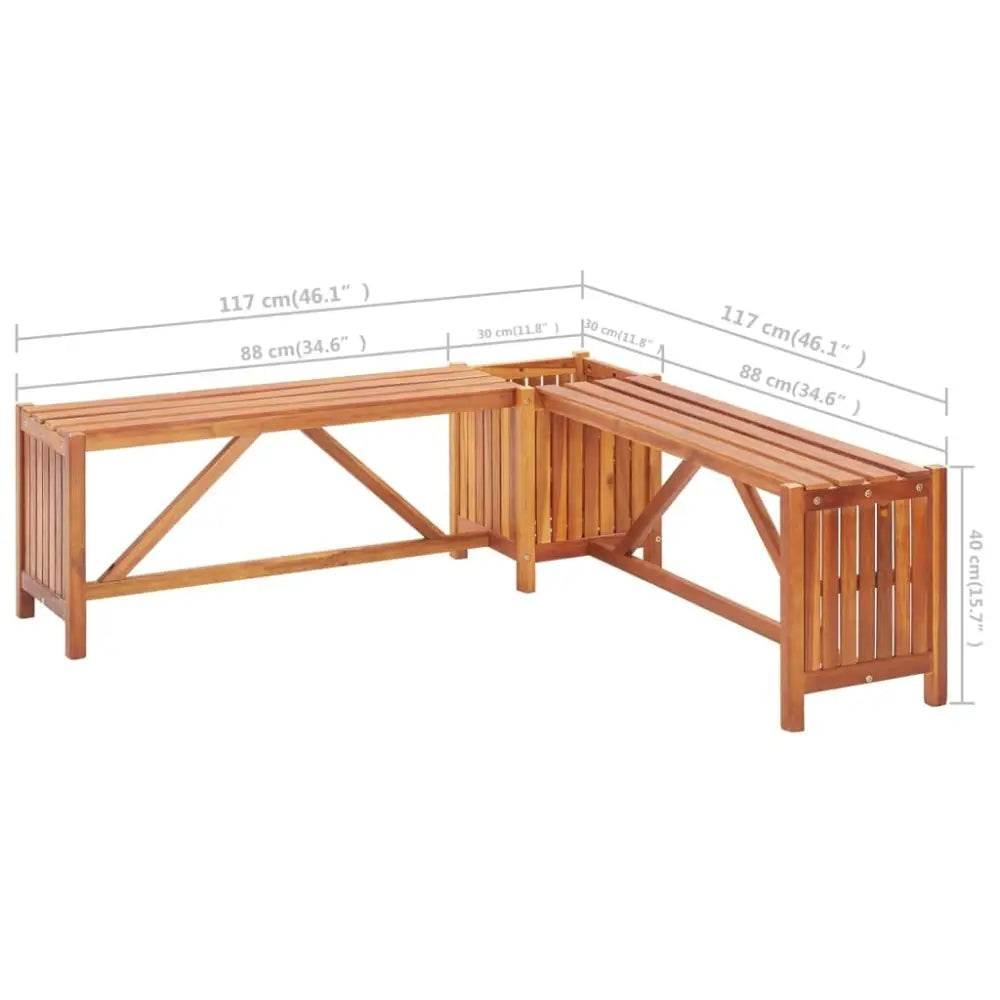 vidaXL Garden Bench Brown Solid acacia wood 46.1 x 46.1 x 15.7 in - Estalios