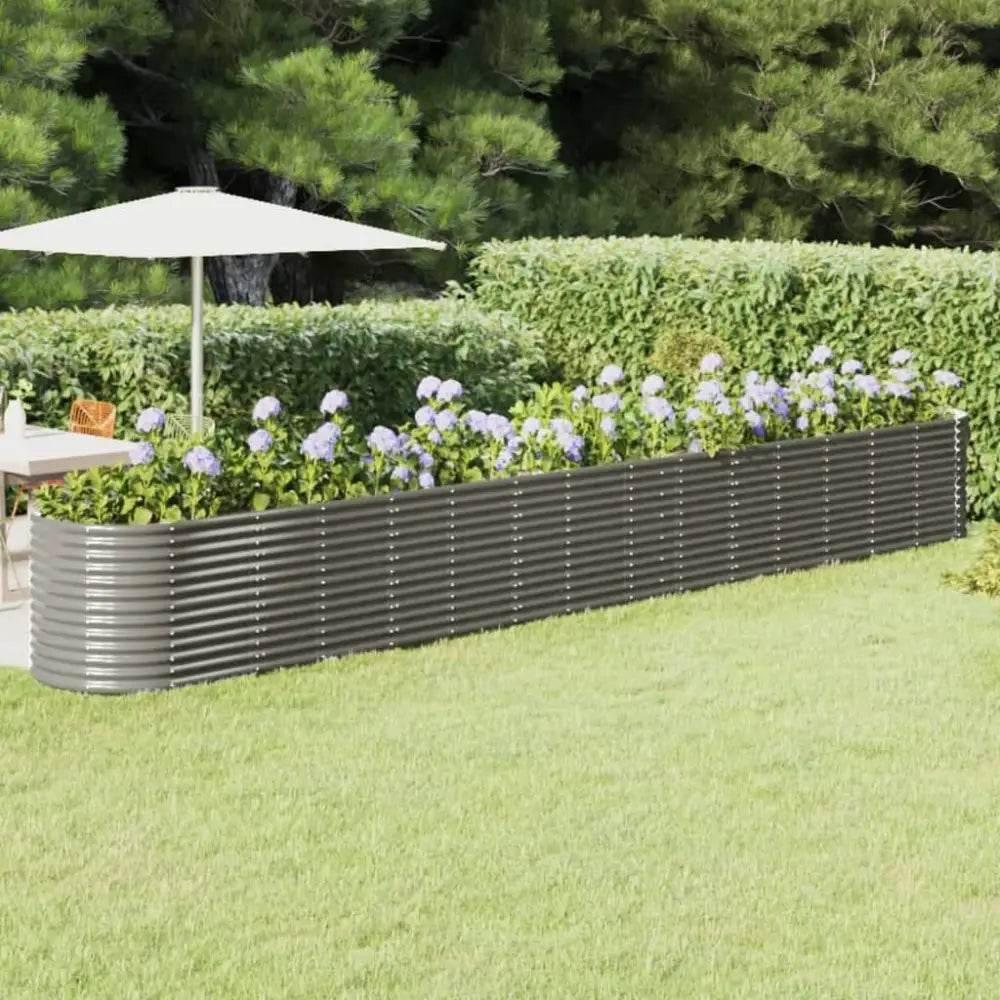 Unleash your Green Thumb with our Metal Raised Garden Bed! Ready to Take your Garden to the Next Level? our Gray Corrugated Metal Panel Raised Bed - Estalios