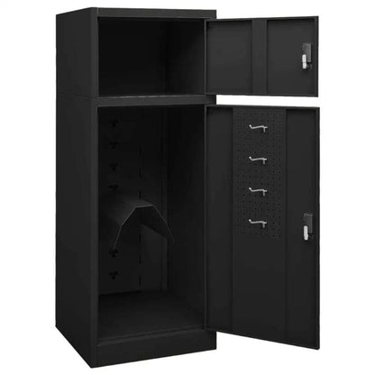 vidaXL Saddle Cabinet Black Steel Large Height-Adjustable Shelves - Estalios