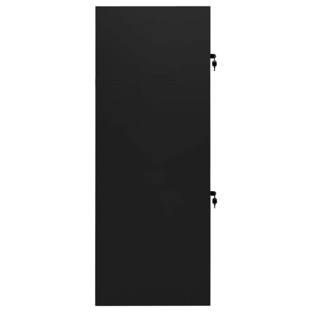 vidaXL Saddle Cabinet Black Steel Large Height-Adjustable Shelves - Estalios