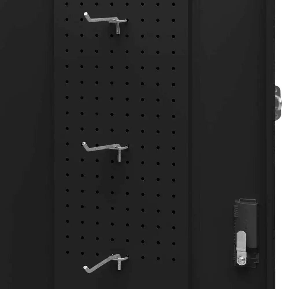 vidaXL Saddle Cabinet Black Steel Large Height-Adjustable Shelves - Estalios