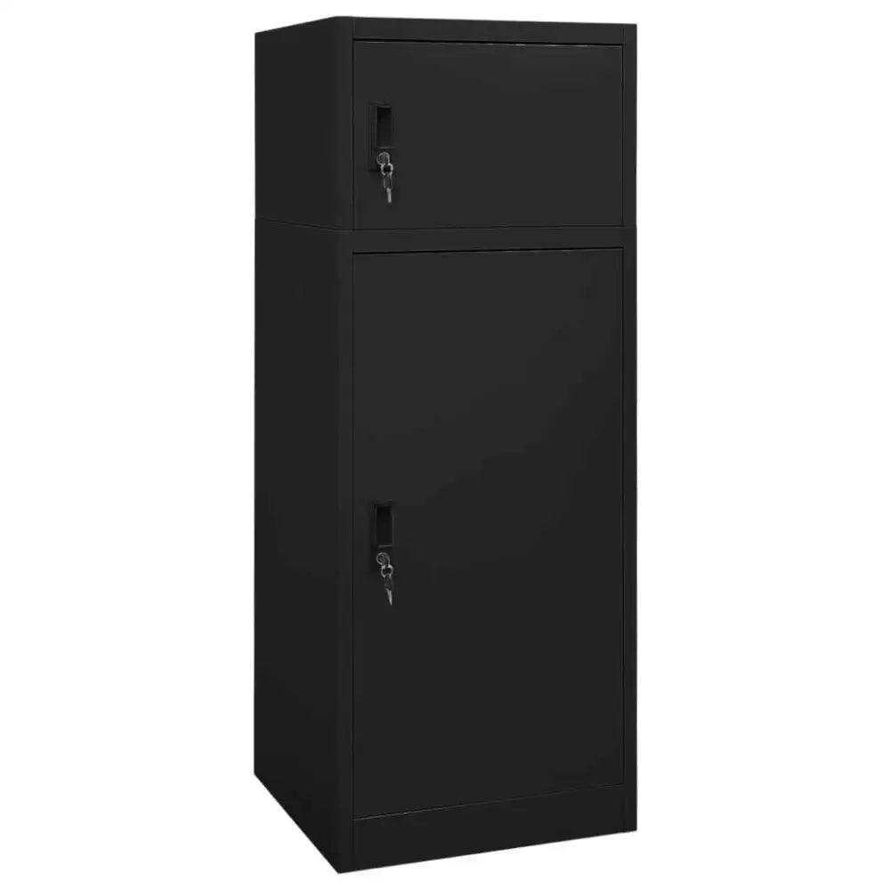 vidaXL Saddle Cabinet Black Steel Large Height-Adjustable Shelves - Estalios