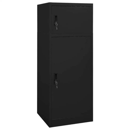 vidaXL Saddle Cabinet Black Steel Large Height-Adjustable Shelves - Estalios