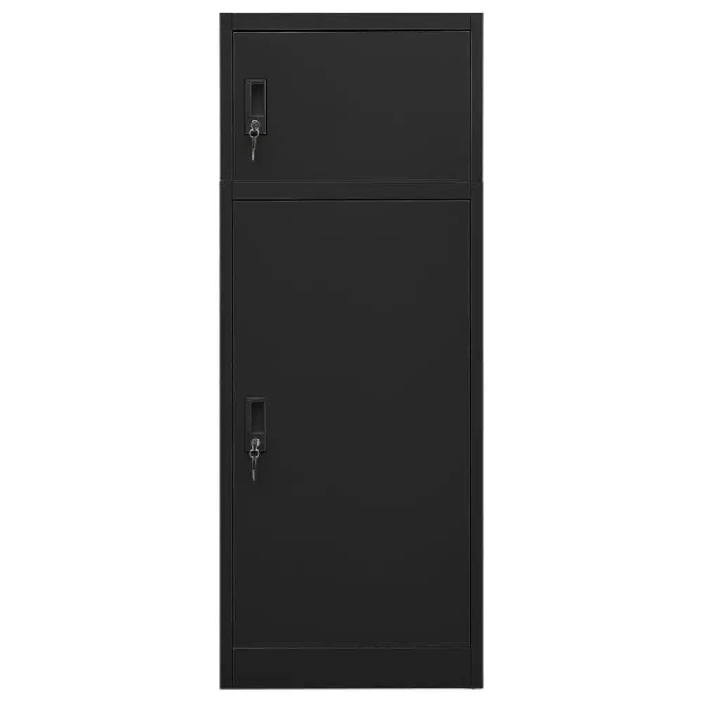 vidaXL Saddle Cabinet Black Steel Large Height-Adjustable Shelves - Estalios