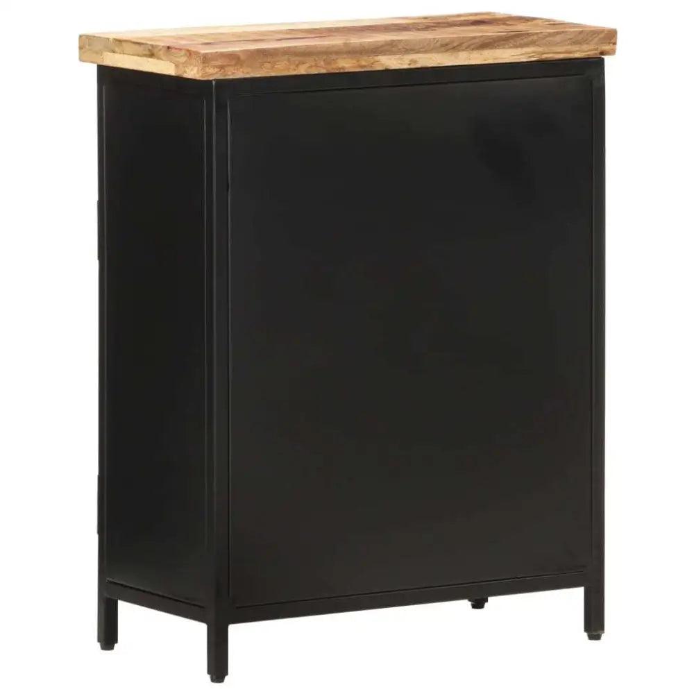 Unleash Style: Black Metal Cabinet with Solid Mango Wood Top! Okay, Here's a Product Description that Follows your Instructions: Elevate - Estalios