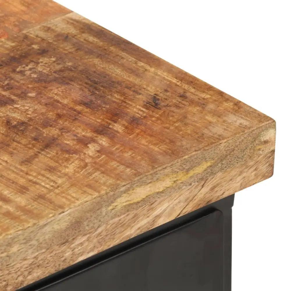 Unleash Style: Black Metal Cabinet with Solid Mango Wood Top! Okay, Here's a Product Description that Follows your Instructions: Elevate - Estalios