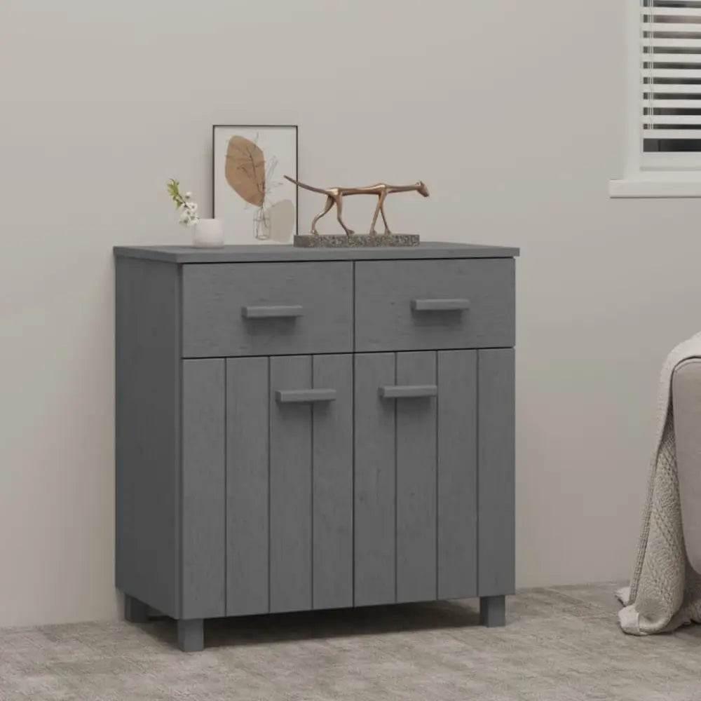 vidaXL Sideboard HAMAR Dark Gray Solid Wood Storage Solution - Estalios