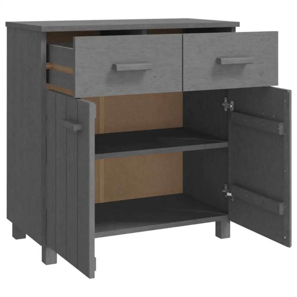 vidaXL Sideboard HAMAR Dark Gray Solid Wood Storage Solution - Estalios