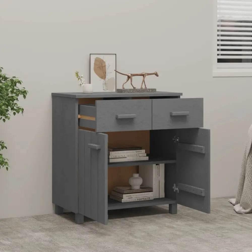 vidaXL Sideboard HAMAR Dark Gray Solid Wood Storage Solution - Estalios