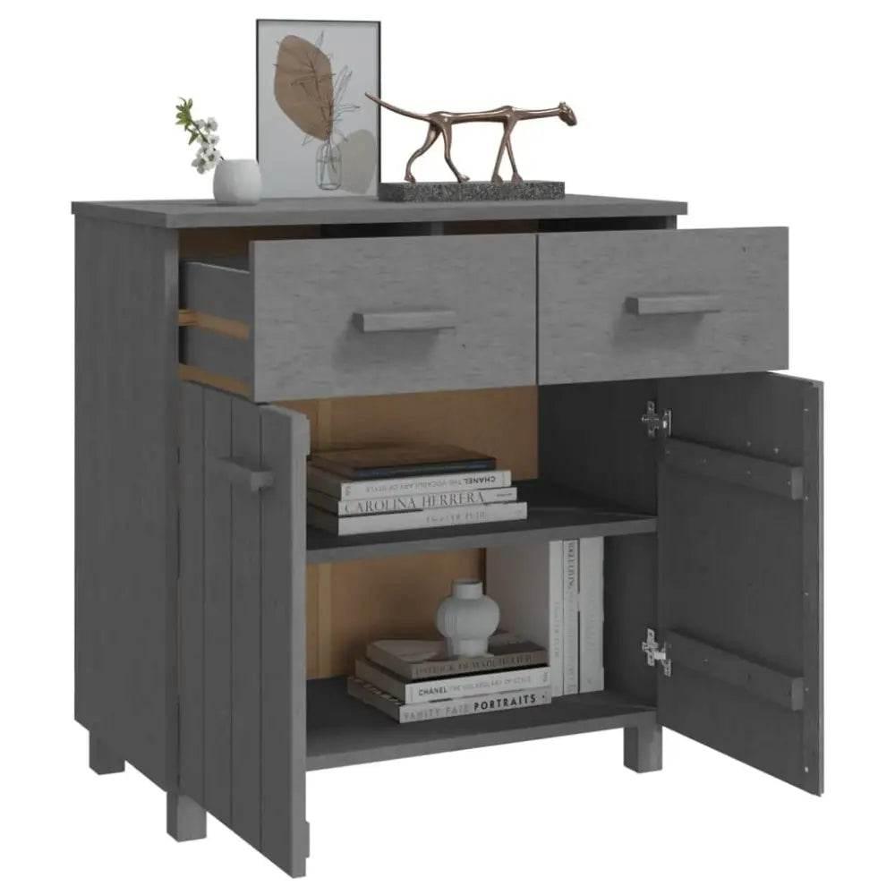 vidaXL Sideboard HAMAR Dark Gray Solid Wood Storage Solution - Estalios