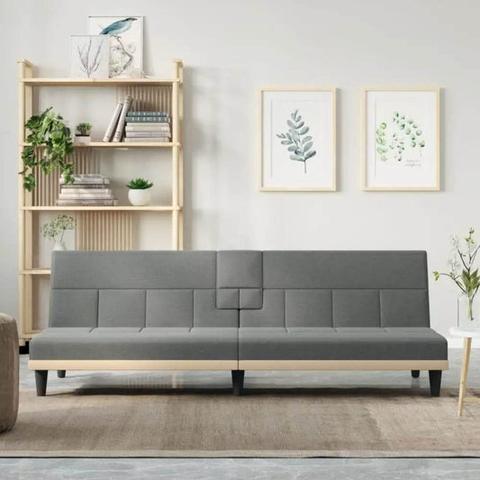vidaXL Sofa Bed Dark Grey Polyester, Plywood, Foam, Plastic Medium - Estalios