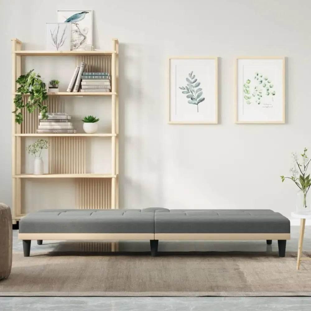 vidaXL Sofa Bed Dark Grey Polyester, Plywood, Foam, Plastic Medium - Estalios