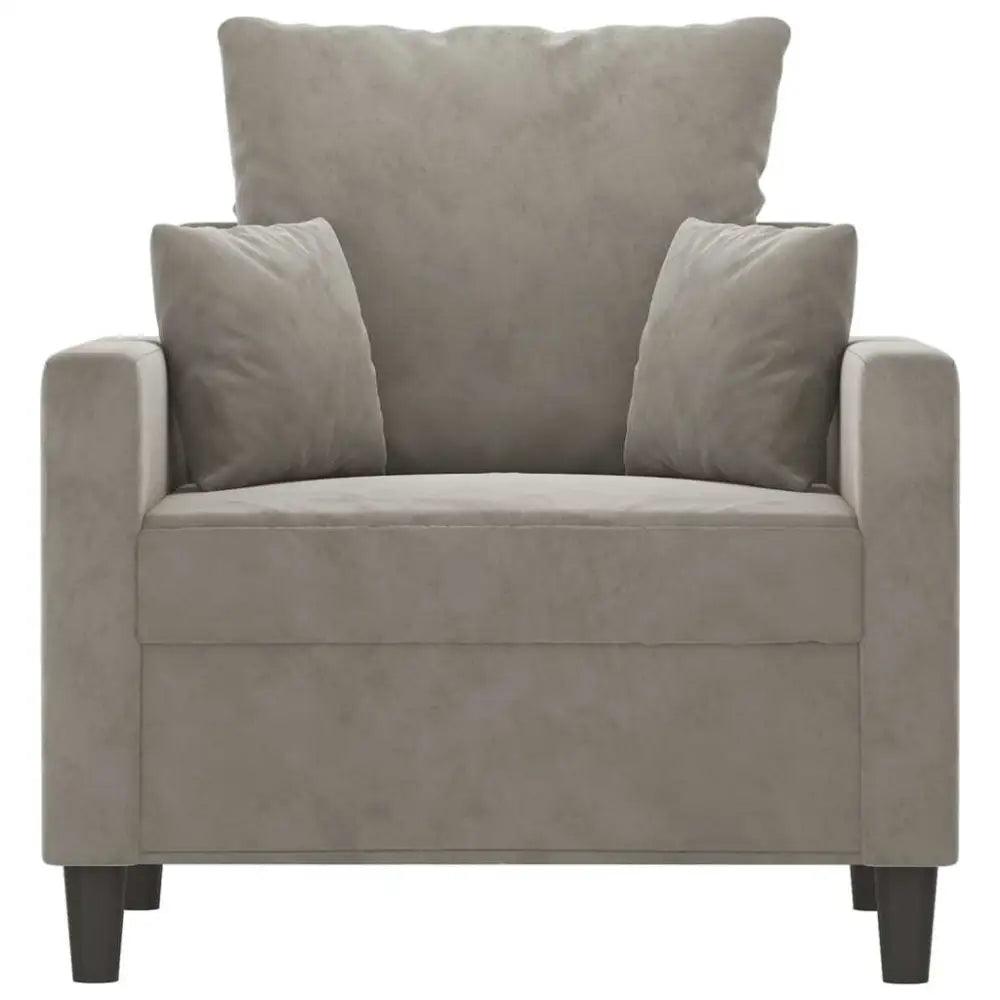 vidaXL Sofa Chair Light Gray Velvet Single Modern Sofa Chair - Estalios