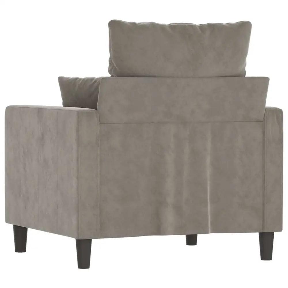 vidaXL Sofa Chair Light Gray Velvet Single Modern Sofa Chair - Estalios