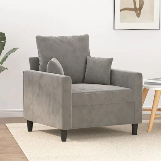 vidaXL Sofa Chair Light Gray Velvet Single Modern Sofa Chair - Estalios