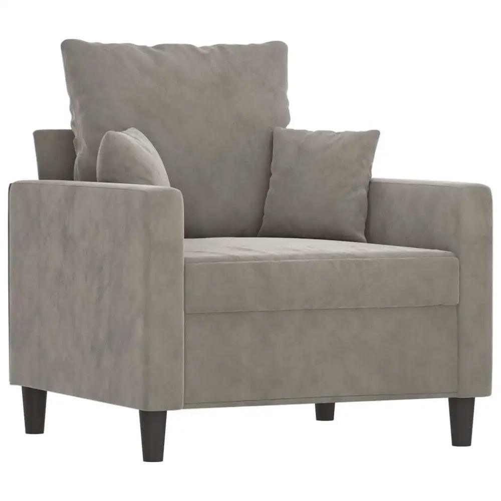 vidaXL Sofa Chair Light Gray Velvet Single Modern Sofa Chair - Estalios