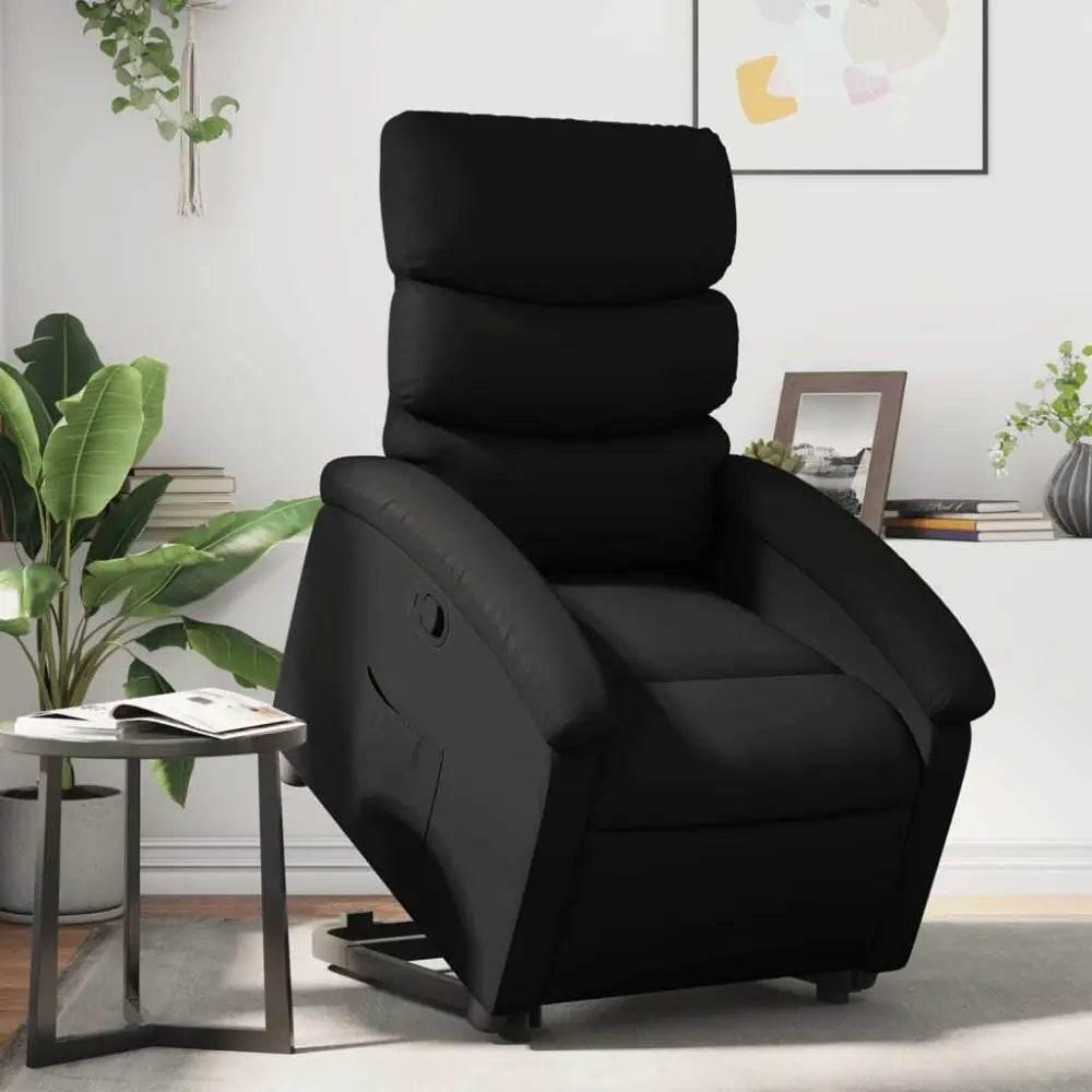 vidaXL Stand Up Recliner Chair Black Faux leather, metal, plywood Medium - Estalios