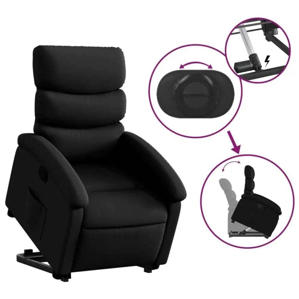 vidaXL Stand Up Recliner Chair Black Faux leather, metal, plywood Medium - Estalios