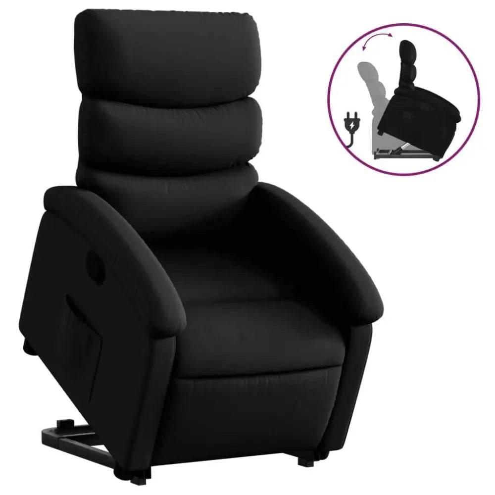 vidaXL Stand Up Recliner Chair Black Faux leather, metal, plywood Medium - Estalios