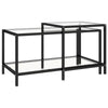 Unleash Style: Black Metal Tempered Glass Tea Table Set! Black Metal and Glass Nesting Coffee Table. - Black Metal and Glass Coffee Table Set - Estalios