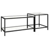 Unleash Style: Black Metal Tempered Glass Tea Table Set! Black Metal and Glass Nesting Coffee Table. - Black Metal and Glass Coffee Table Set - Estalios