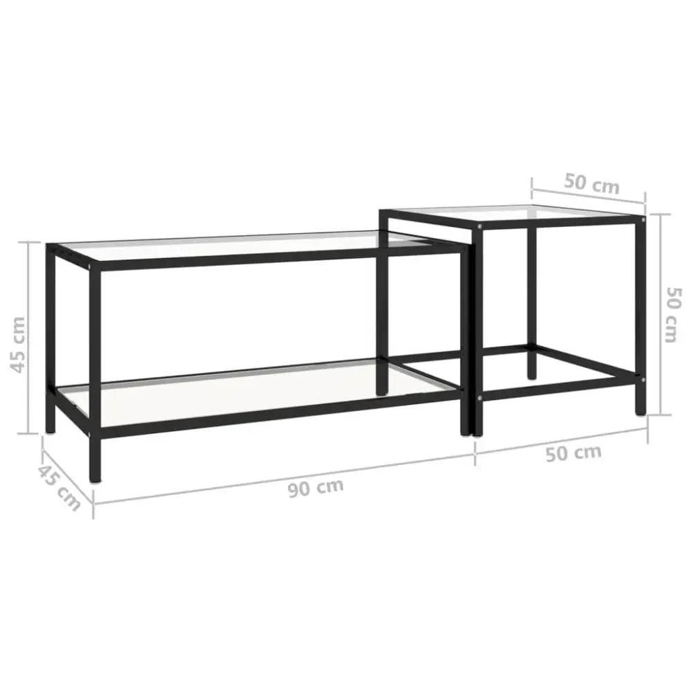 Unleash Style: Black Metal Tempered Glass Tea Table Set! Black Metal and Glass Nesting Coffee Table. - Black Metal and Glass Coffee Table Set - Estalios