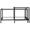 Unleash Style: Black Metal Tempered Glass Tea Table Set! Black Metal and Glass Nesting Coffee Table. - Black Metal and Glass Coffee Table Set - Estalios