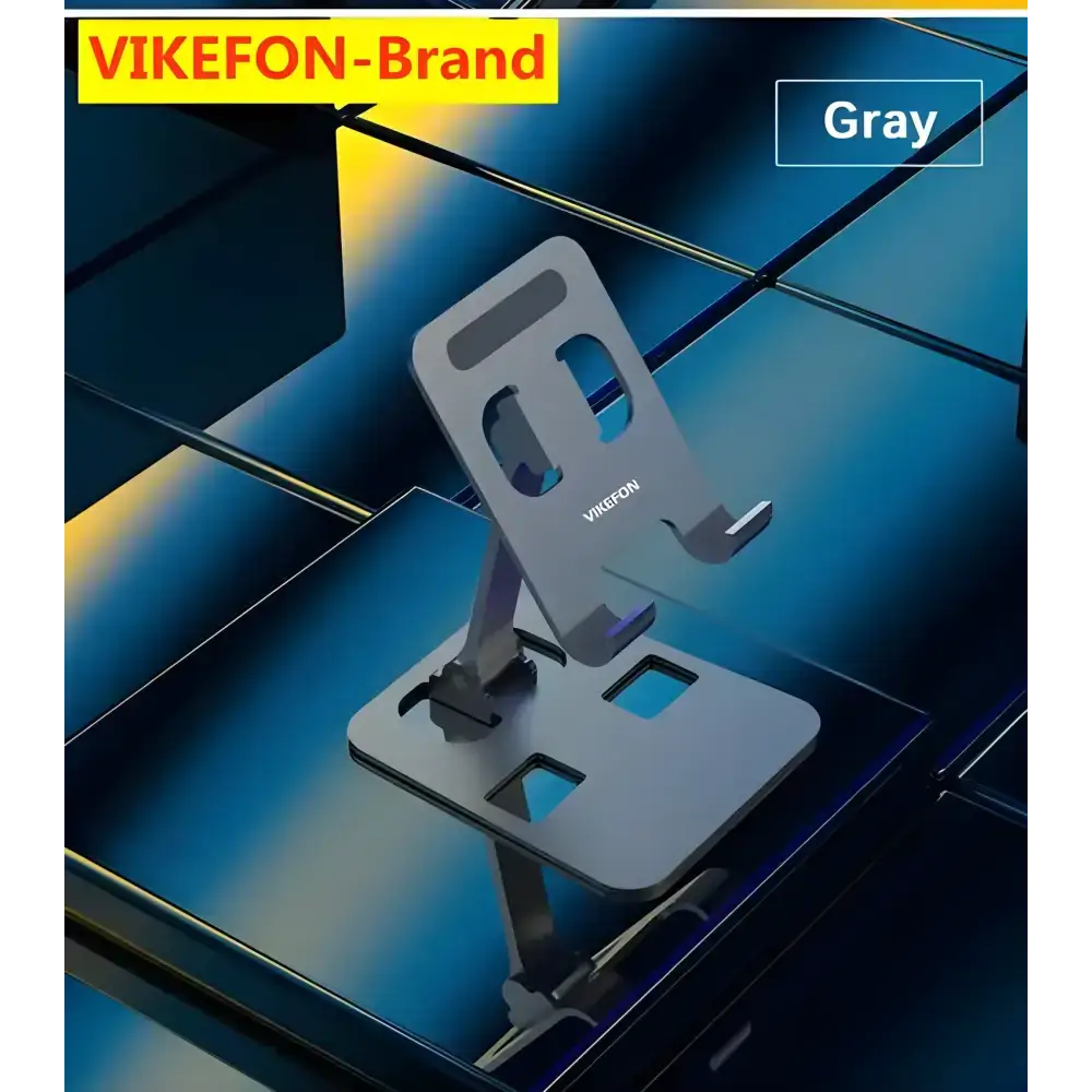 Gray adjustable phone stand from Vikefon Aluminum Alloy Portable Tablet Holder