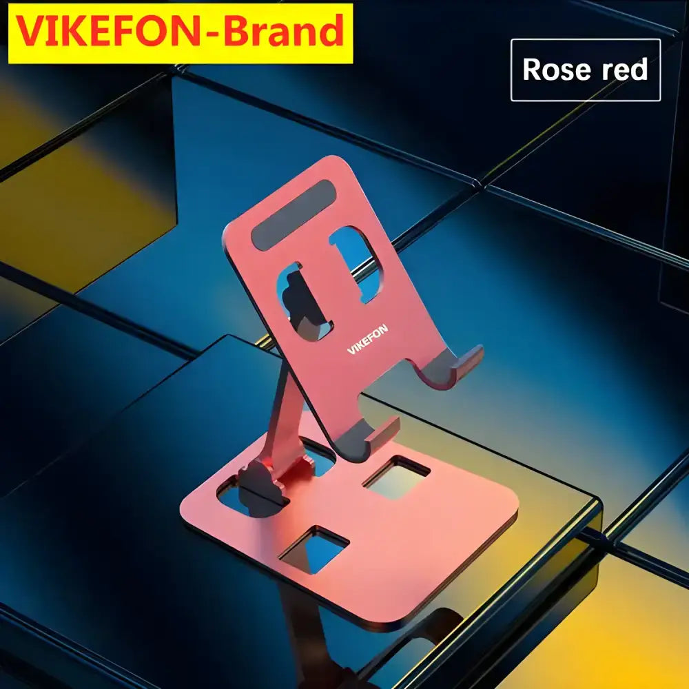 Rose-red metal phone stand from Vikefon Aluminum Alloy Portable Tablet Holder collection