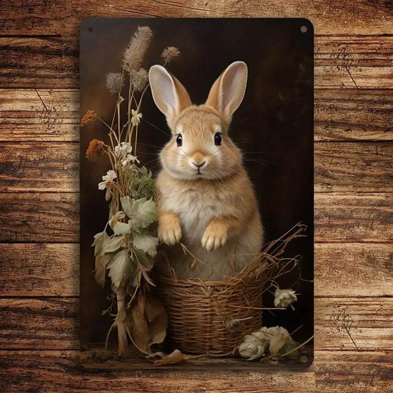 Vintage Bunny Metal Wall Art Iron Easter Bunny Decoration Vintage Farmhouse Style for Home Room Bar Garage Decoration - Estalios