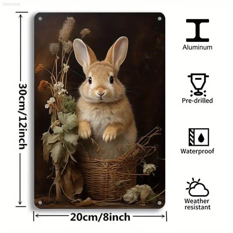 Vintage Bunny Metal Wall Art Iron Easter Bunny Decoration Vintage Farmhouse Style for Home Room Bar Garage Decoration - Estalios