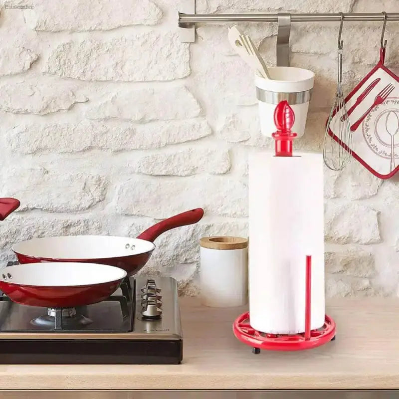 Vintage Red Cast Iron Paper Towel Holder for Kitchen - Estalios