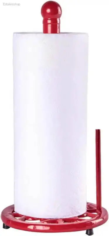 Vintage Red Cast Iron Paper Towel Holder for Kitchen - Estalios